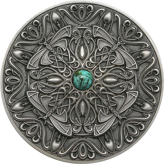 Přední strana Strieborná minca 3 Oz Mandala Art - Secesná Mandala 2022 Antique Standard