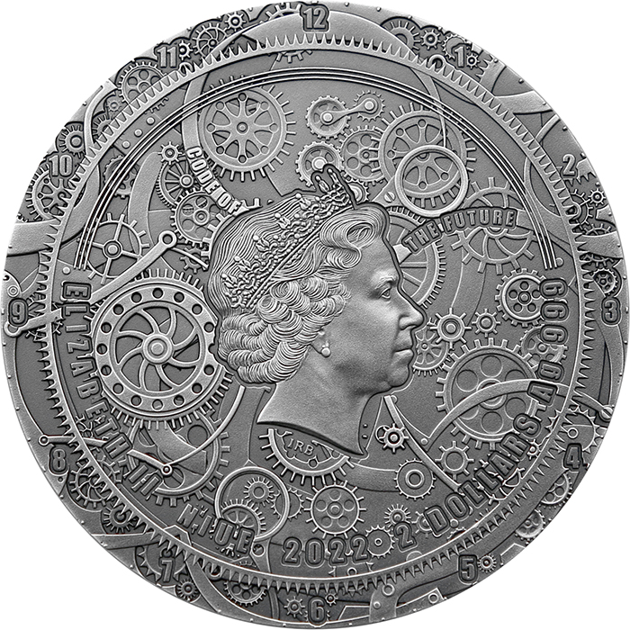 Stříbrná mince Cestování v čase 2 Oz High Relief 2022 Antique Standard