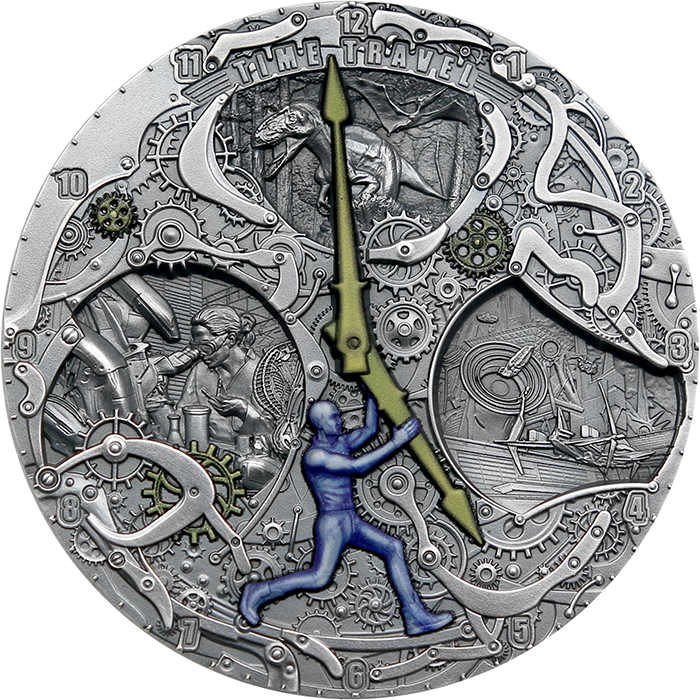 Stříbrná mince Cestování v čase 2 Oz High Relief 2022 Antique Standard