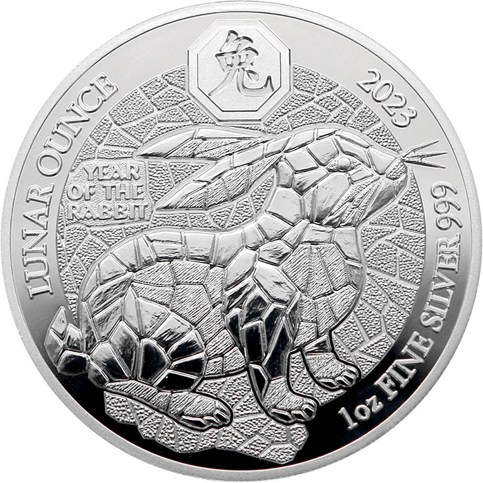 Přední strana Stříbrná mince Rok Zajíce Rwanda 1 Oz 2023 Proof