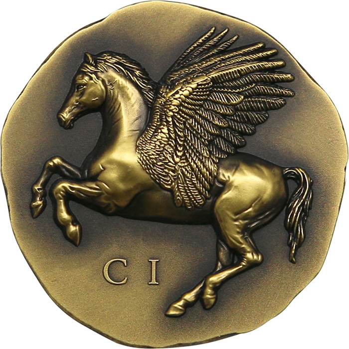 Přední strana Zlatá minca Numizmatické ikony - Pegas 1 Oz 2022 Antique Standard