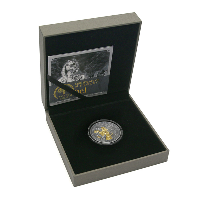 Stříbrná pozlacená mince Severští bohové - Hel 2 Oz High Relief 2023 Antique Standard