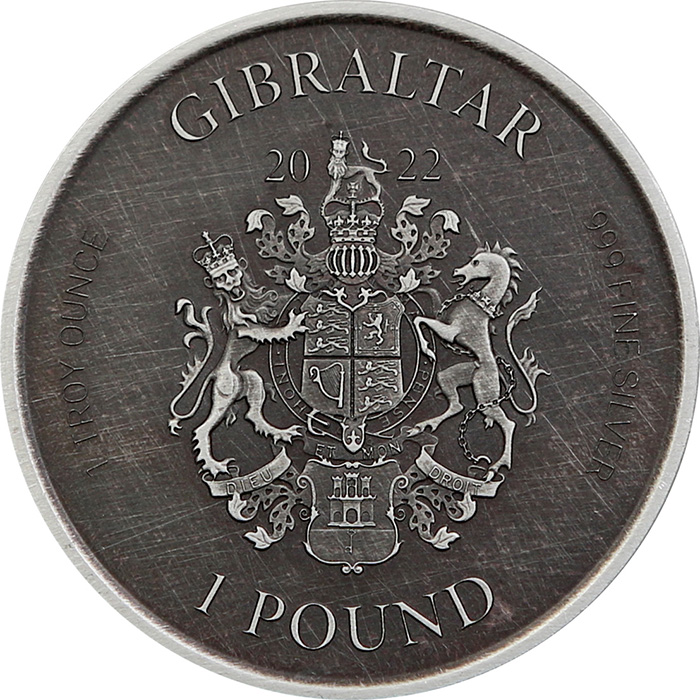 Stříbrná investiční mince Gibraltar Lady Justice Antique 1 Oz 2022