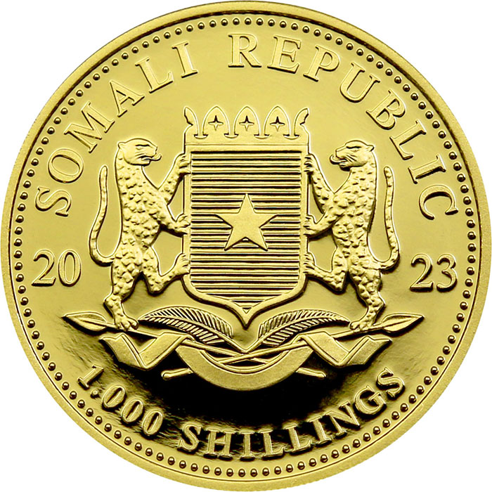 Zlatá investiční mince Slon africký Somálsko 1 Oz 2023