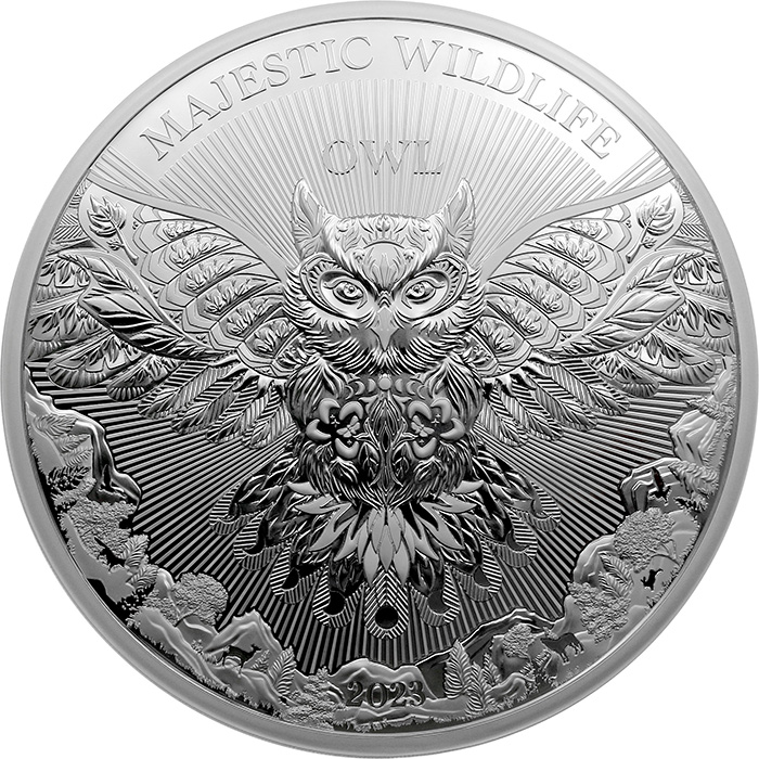 Přední strana Strieborná minca 1 kg Majestátna divá zver - Sova 2023 Proof