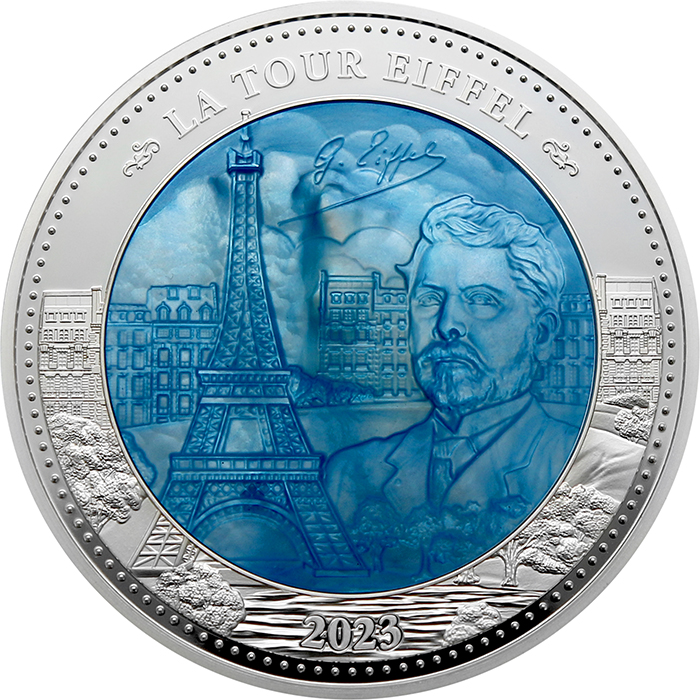 Stříbrná mince 5 Oz Eiffelova věž 2023 Perleť Proof