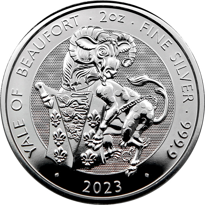 Stříbrná investiční mince The Royal Tudor Beasts - The Yale of Beaufort 2 Oz 2023