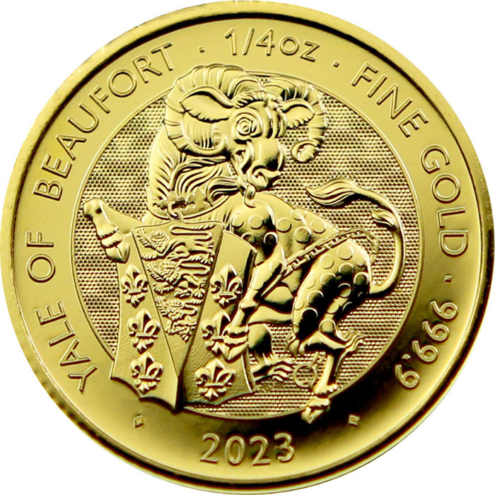 Zlatá investiční mince The Royal Tudor Beasts - The Yale of Beaufort 1/4 Oz 2023