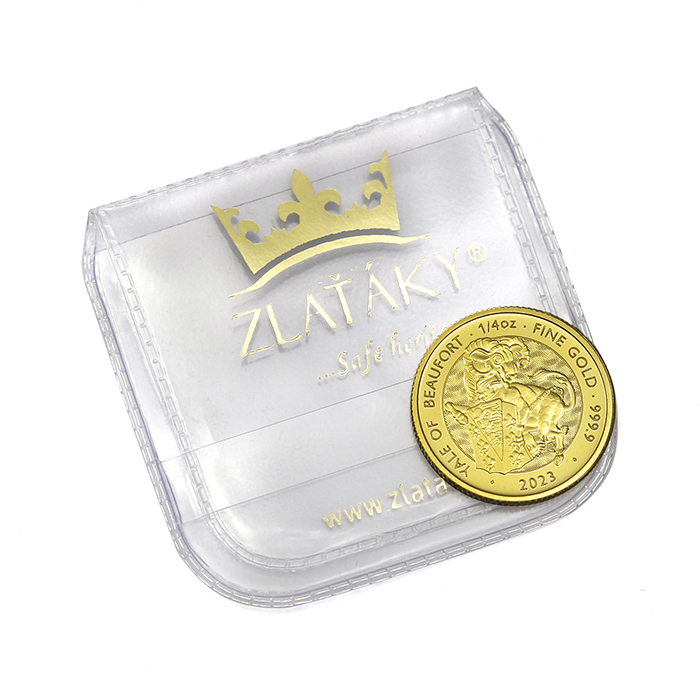 Zlatá investiční mince The Royal Tudor Beasts - The Yale of Beaufort 1/4 Oz 2023