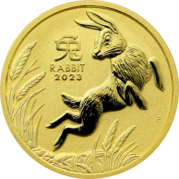 Zlatá investiční mince Year of the Rabbit Rok Králíka Lunární 1 Oz 2023