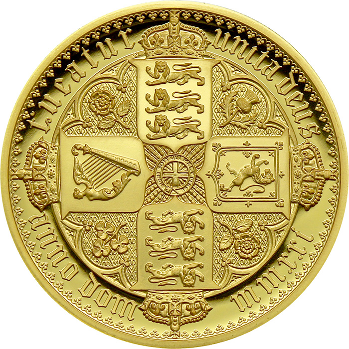 Přední strana Zlatá mince 5 Oz William Wyon - Gotická koruna 2021 Proof