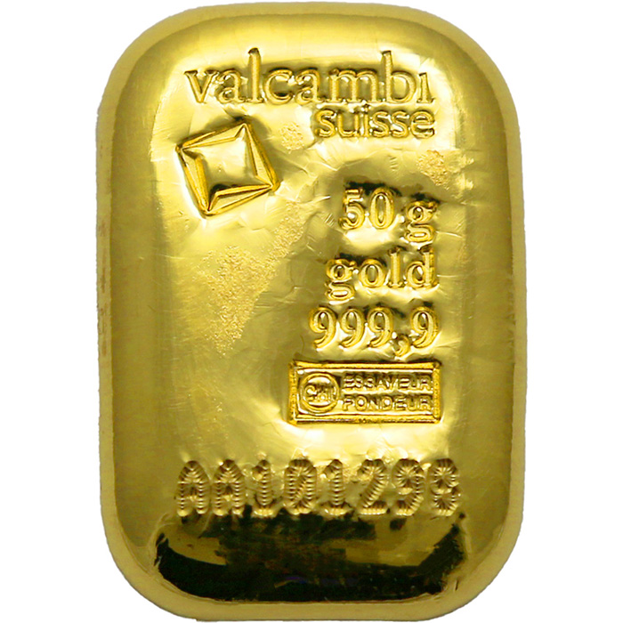 50g Valcambi SA Švýcarsko Investiční zlatý slitek Litý