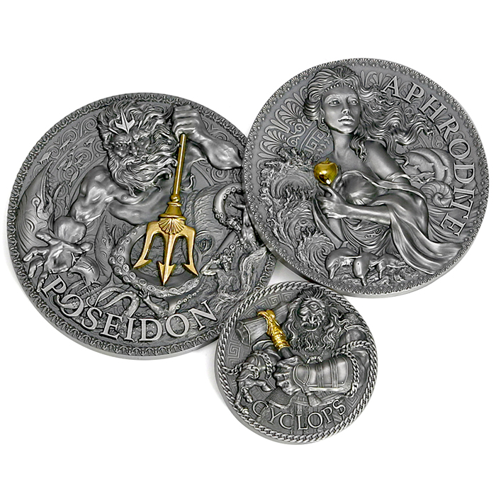 Edičný set 1 strieborných mincí série Veľká grécka mytológia 2022 Antique Standard