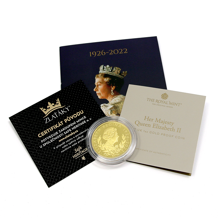 Zlatá pamětní mince Královna Alžběta II. 1 Oz 2022 Proof