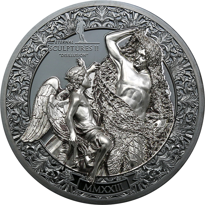 Přední strana Stříbrná mince 3 Oz Věčné sochy II. - Deziluze Ultra high relief 2023 Proof