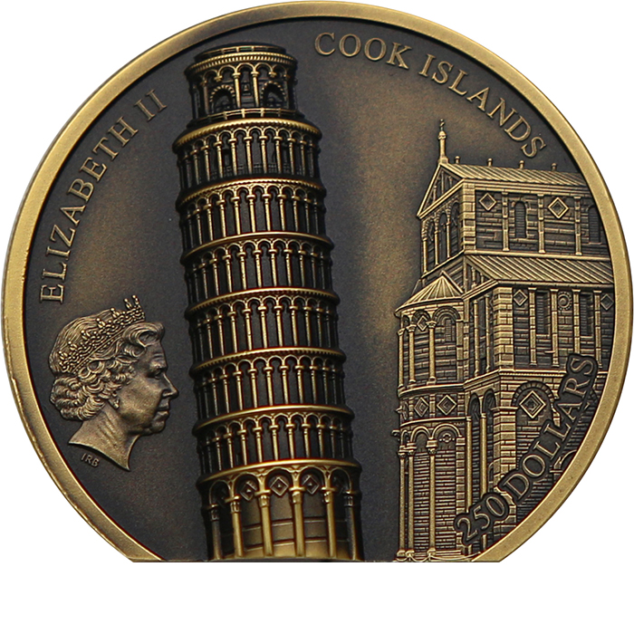 Zlatá mince Šikmá věž v Pise 1 Oz 2022 Antique Standard 