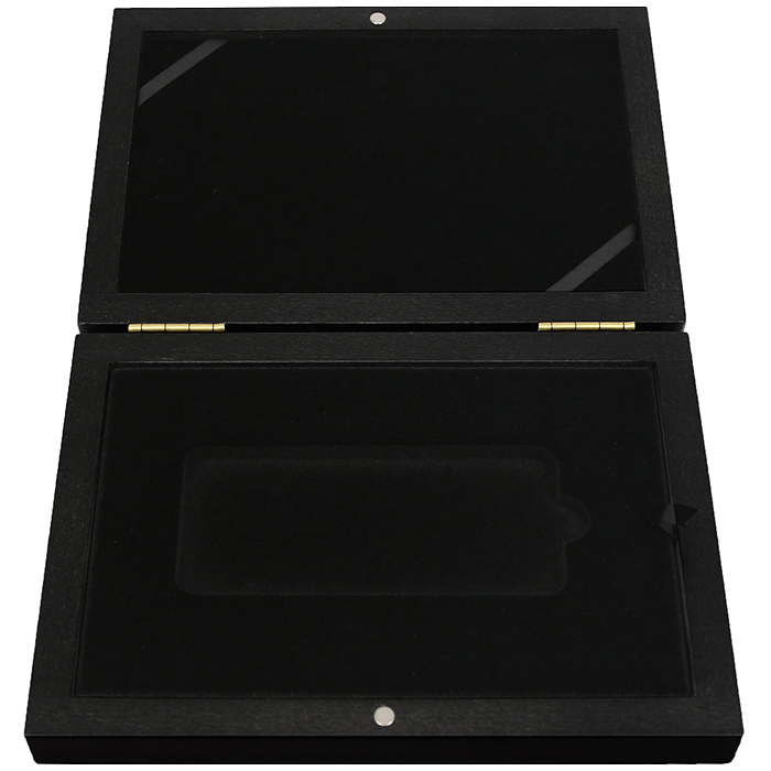 Přední strana Drevená krabička na razené zlaté tehličky Valcambi SA 1 x 1000 gramov