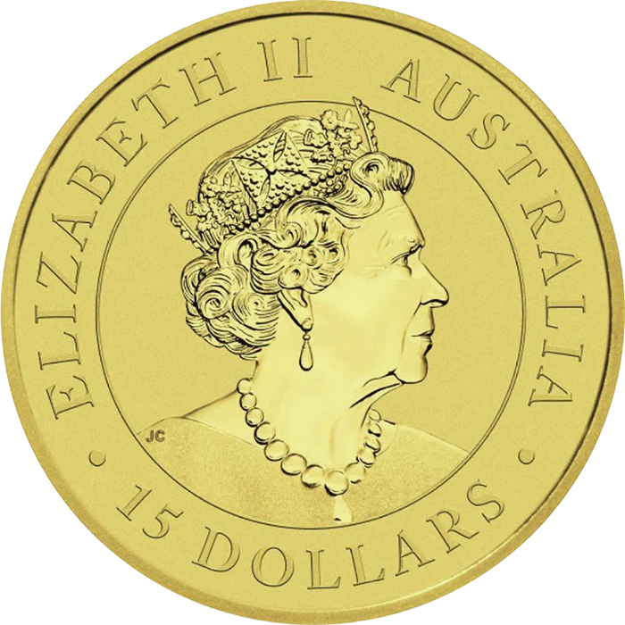 Zlatá investiční mince Kookaburra Ledňáček 1/10 Oz 2023
