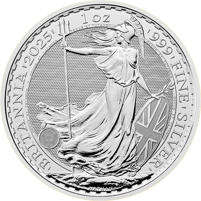 Přední strana Strieborná investičná minca Britannia 1 Oz Kráľ Karol III.