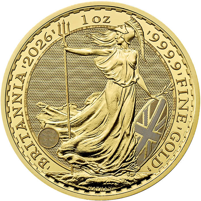 Přední strana Zlatá investičná minca Britannia 1 Oz Kráľ Karol III.