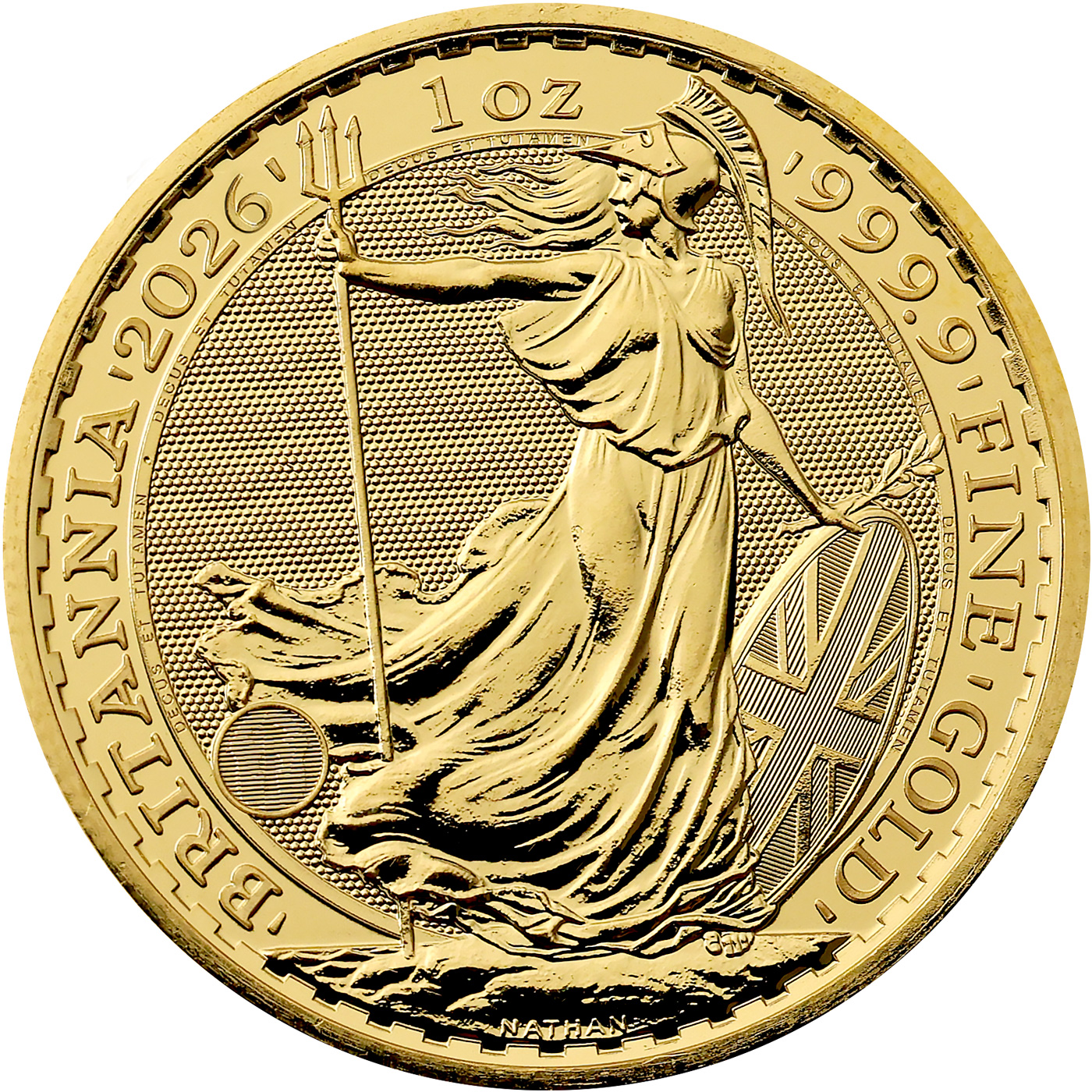 Přední strana Zlatá investiční mince Britannia 1 Oz Král Karel III.