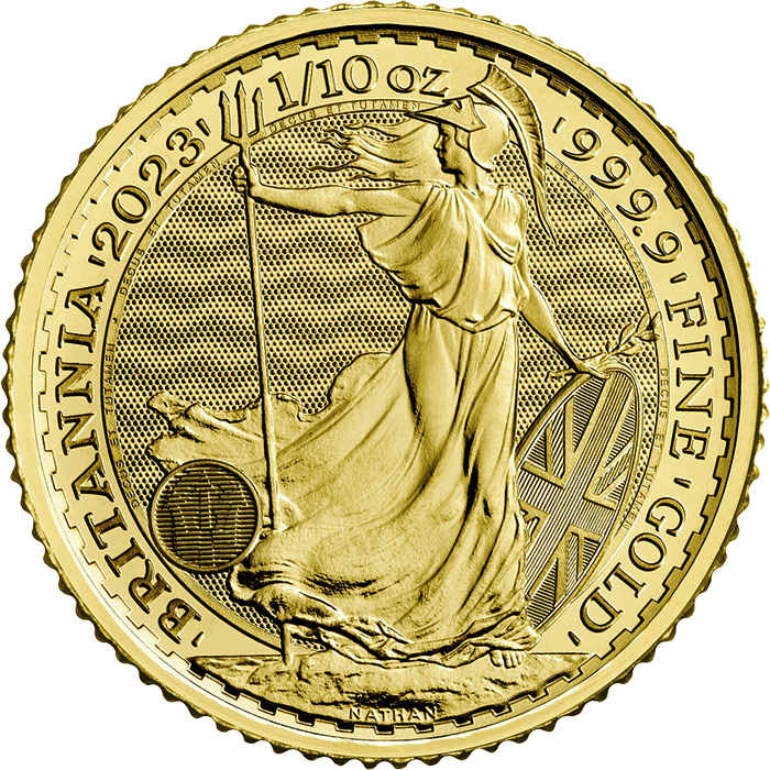 Zlatá investiční mince Britannia 1/10 Oz Král Karel III.