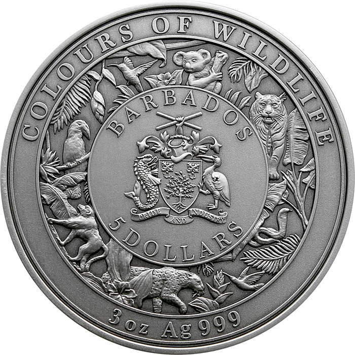 Stříbrná mince 3 Oz Barvy divočiny - Lenochod 2023 Antique Standard