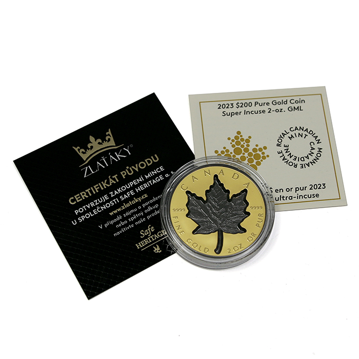 Zlatá mince Maple Leaf 2 Oz - Super Incuse 2023 Proof