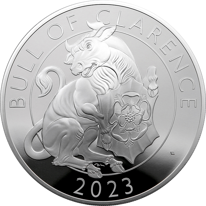 Přední strana Stříbrná mince 5 Oz Bull of Clarence 2023 Proof