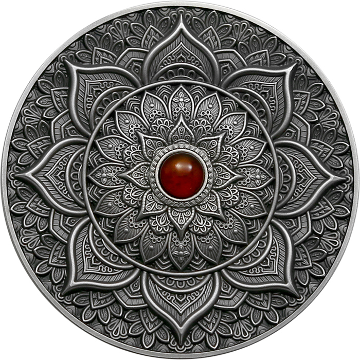 Strieborná minca 3 Oz Mandala Art - Indická Mandala 2023 Antique Štandard