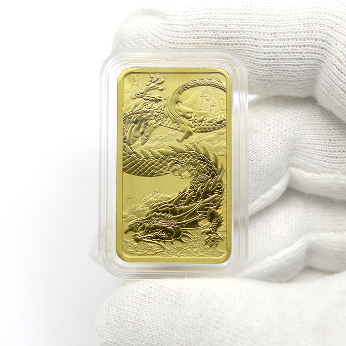 Zlatá investiční mince Rectangular Dragon 1 Oz 2023