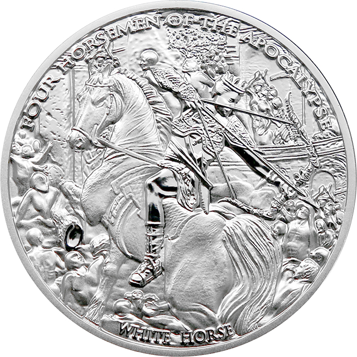 Stříbrná investiční medaile Čtyři jezdci apokalypsy - Bílý kůň 1 Oz 2023 Proof