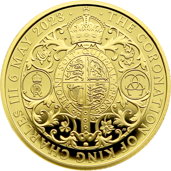 Přední strana Zlatá minca Korunovácie Jeho Veličenstva kráľa Karola III. 1/4 Oz 2023 Proof