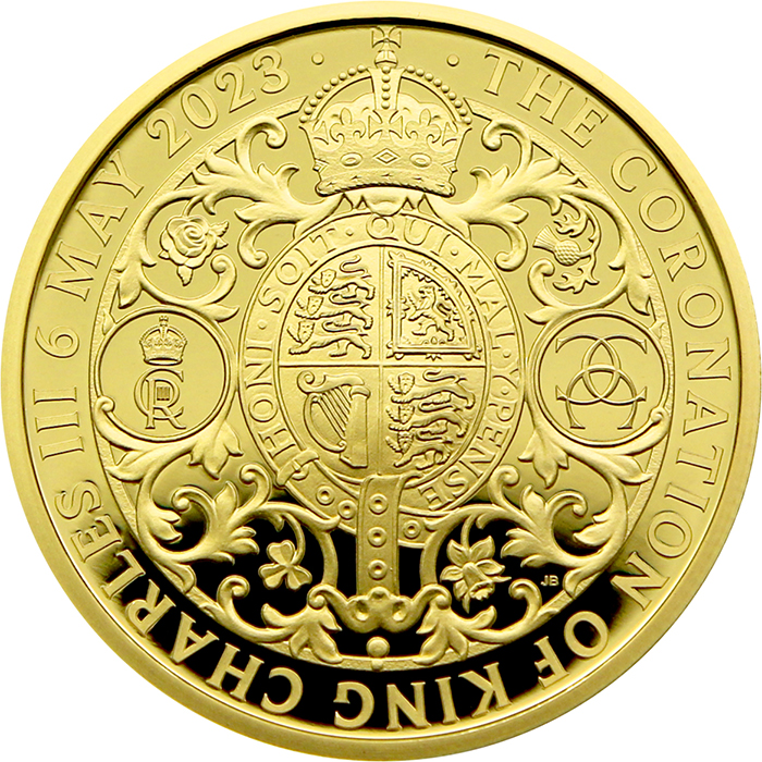 Přední strana Zlatá mince Korunovace Jeho Veličenstva krále Karla III. 1 Oz 2023 Proof