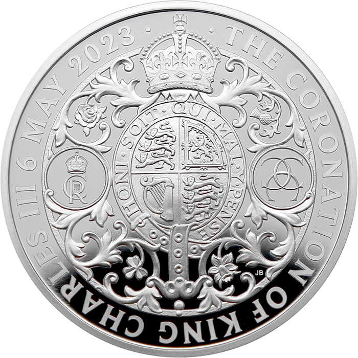 Přední strana Stříbrná mince Korunovace Jeho Veličenstva krále Karla III. 1 Oz 2023 Proof