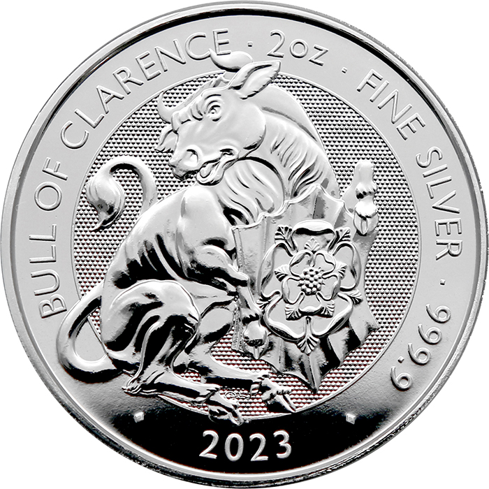 Strieborná investičná minca The Royal Tudor Beasts - The Bull of Clarence 2 Oz 2023