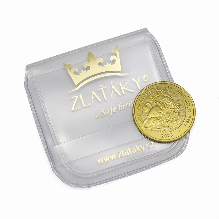 Zlatá investiční mince The Royal Tudor Beasts - The Bull of Clarence 1/4 Oz 2023