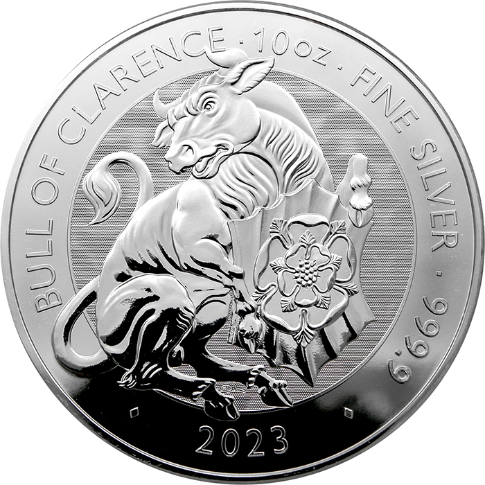 Stříbrná investiční mince The Royal Tudor Beasts - The Bull of Clarence 10 Oz 2023