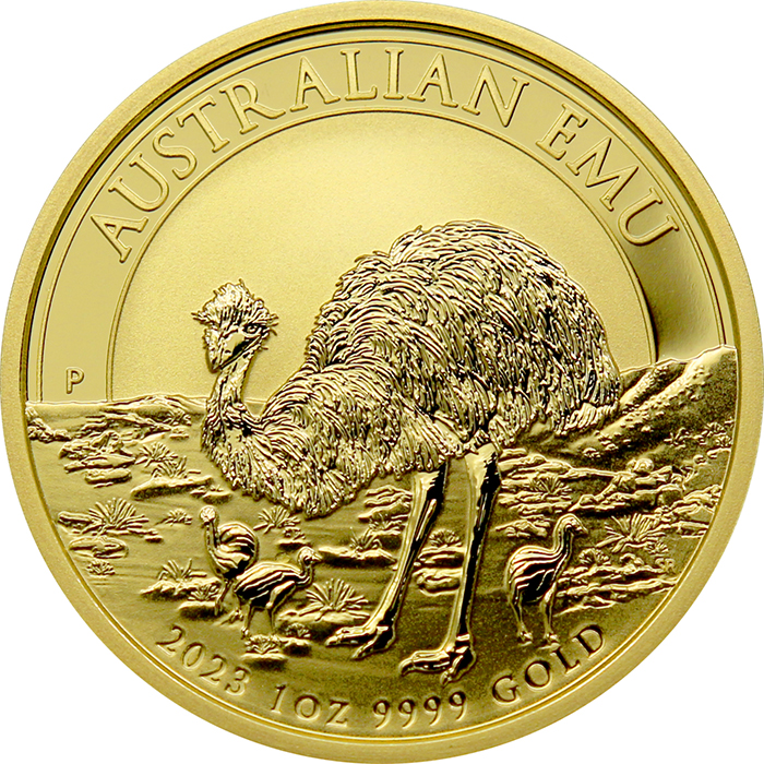 Přední strana Zlatá investiční mince Emu 1 Oz 2023