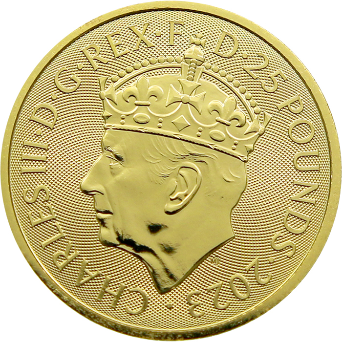 Zlatá investiční mince Korunovace Jeho Veličenstva krále Karla III. 1/4 Oz 2023