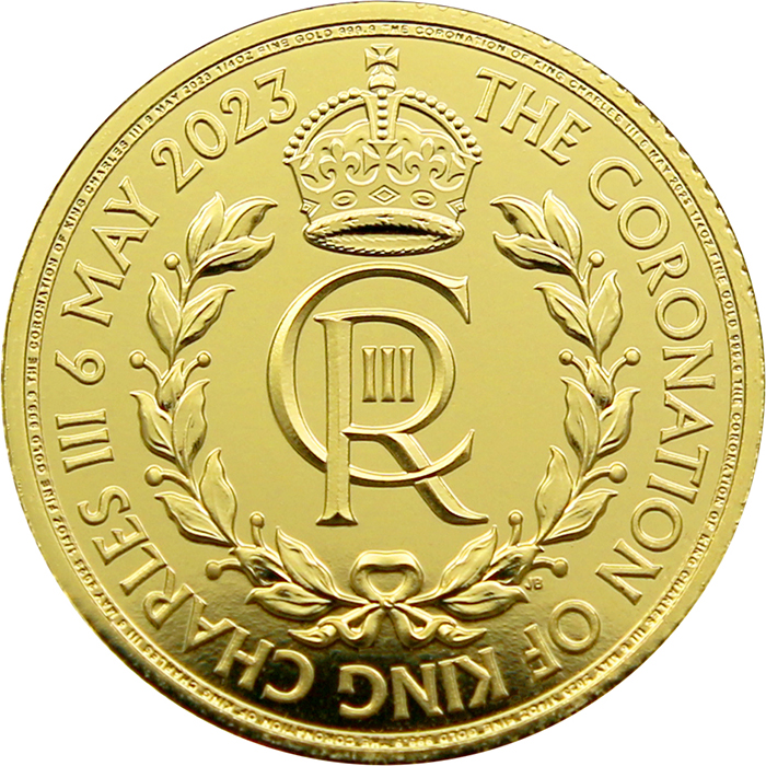 Zlatá investiční mince Korunovace Jeho Veličenstva krále Karla III. 1/4 Oz 2023