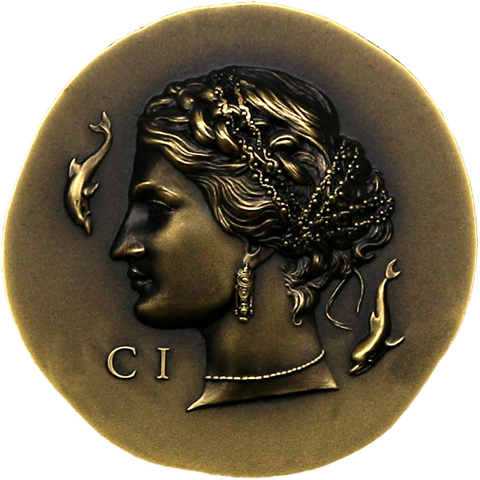 Přední strana Zlatá minca Numizmatické ikony - Arethusa 1 Oz 2023 Antique Standard