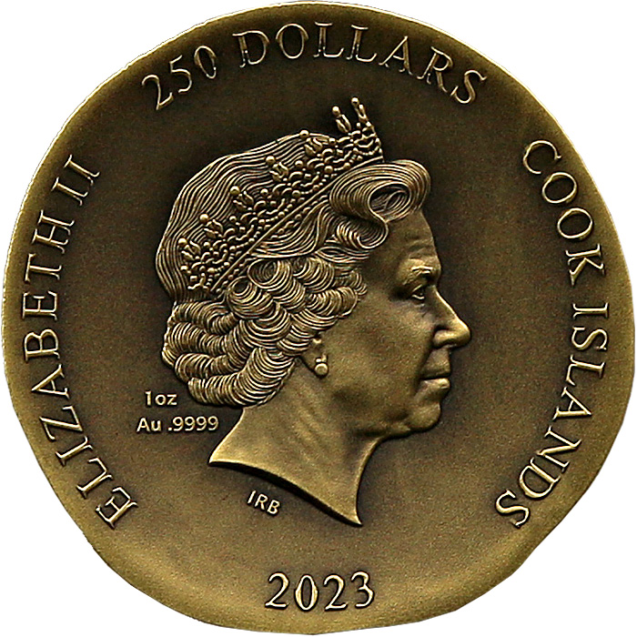 Zadní strana Zlatá minca Numizmatické ikony - Arethusa 1 Oz 2023 Antique Standard