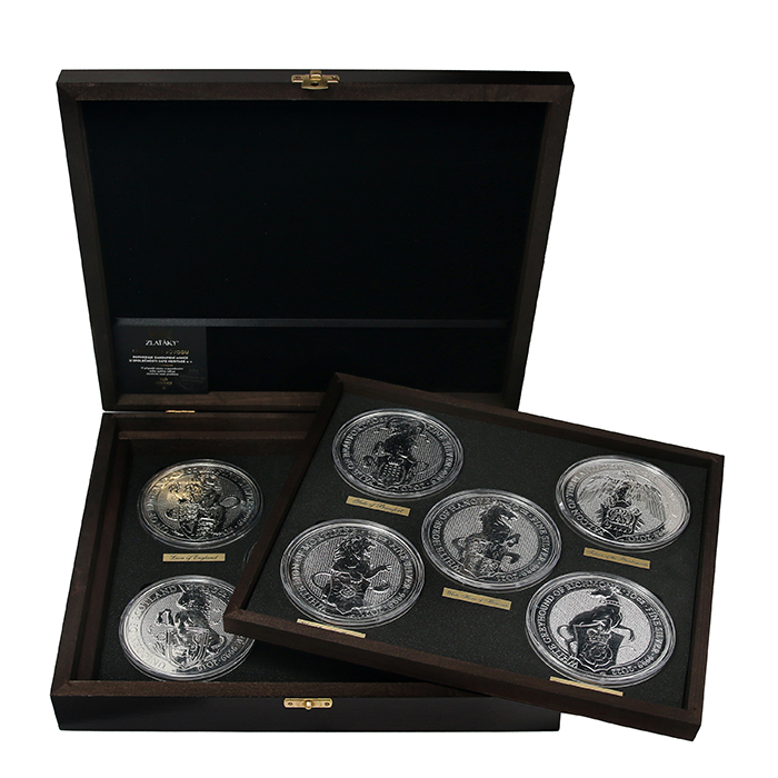 Luxusní sada 10 stříbrných investičních mincí 10 Oz série The Queen's Beasts 2017 - 2022