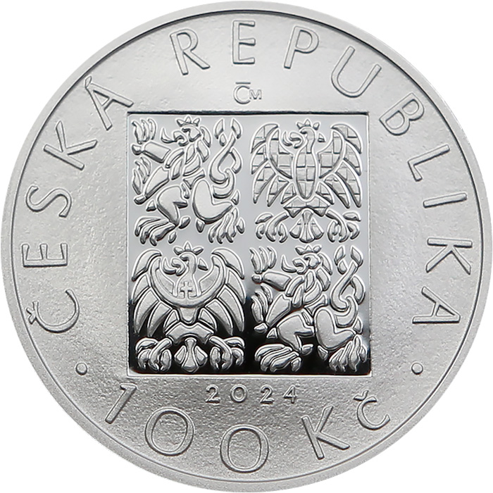 Zadní strana Stříbrná mince 100 Kč Nejvyšší státní zastupitelství 2024 Proof