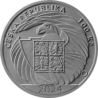 Zadní strana Stříbrná mince 100 Kč Bezpečnostní informační služba 2024 Proof