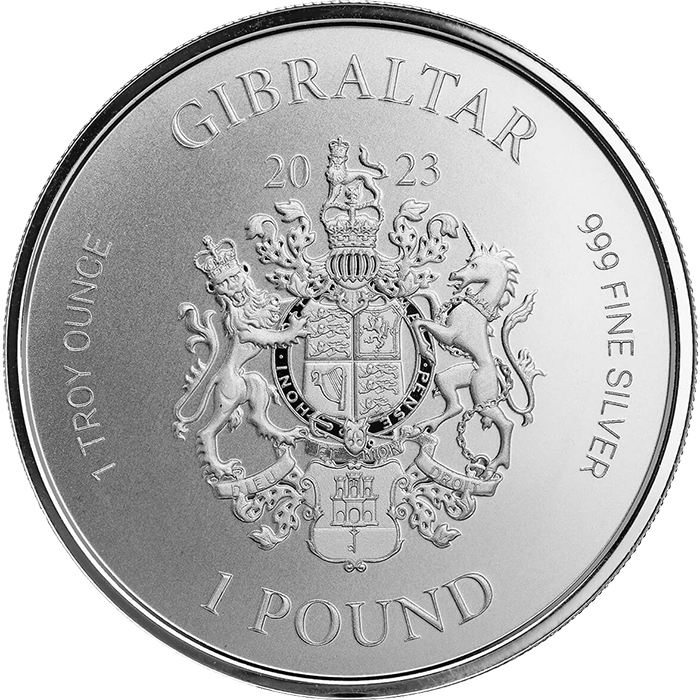Stříbrná investiční mince Gibraltar Lady Justice 1 Oz 2023