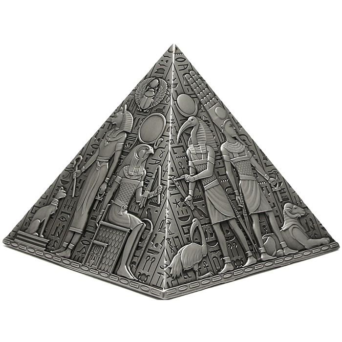 Přední strana Strieborná minca 1 Kg Egyptská pyramída 2023 Antique Standard