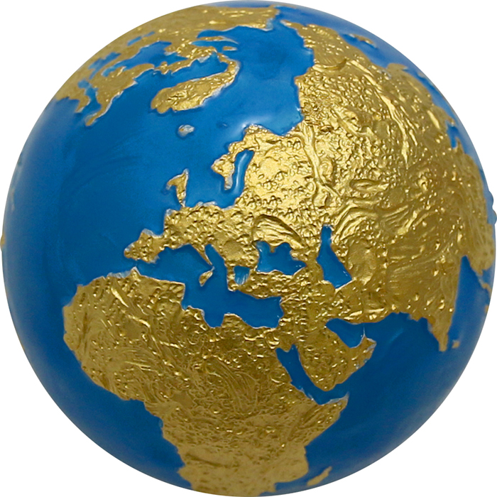 Přední strana Stříbrná mince 3 Oz The Blue Marble - planeta Země zářící v temnotě 2023