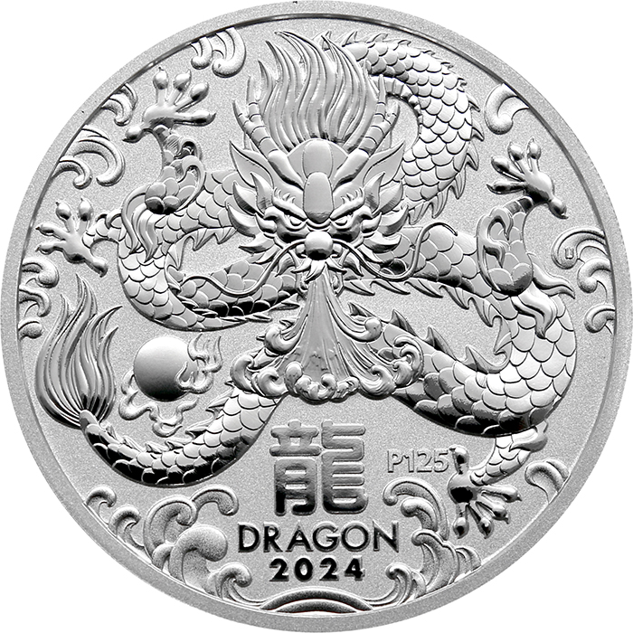 Strieborná investičná minca Year of the Dragon Rok Draka Lunárny 2 Oz 2024